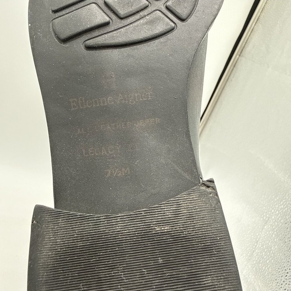 Etienne Aigner Boots Womens Size 7.5 Black Leather Tall Riding Equestrian Legacy - Picture 11 of 12